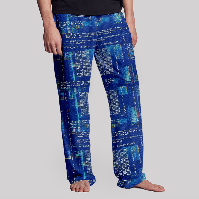 Blue Cyber Code Pattern Geek Loungewear Pants
