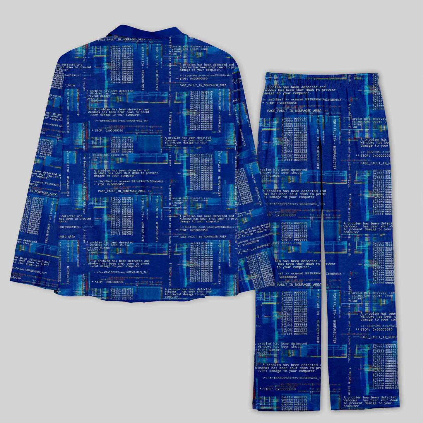 Blue Cyber Code Pattern Geek Pajama Sets