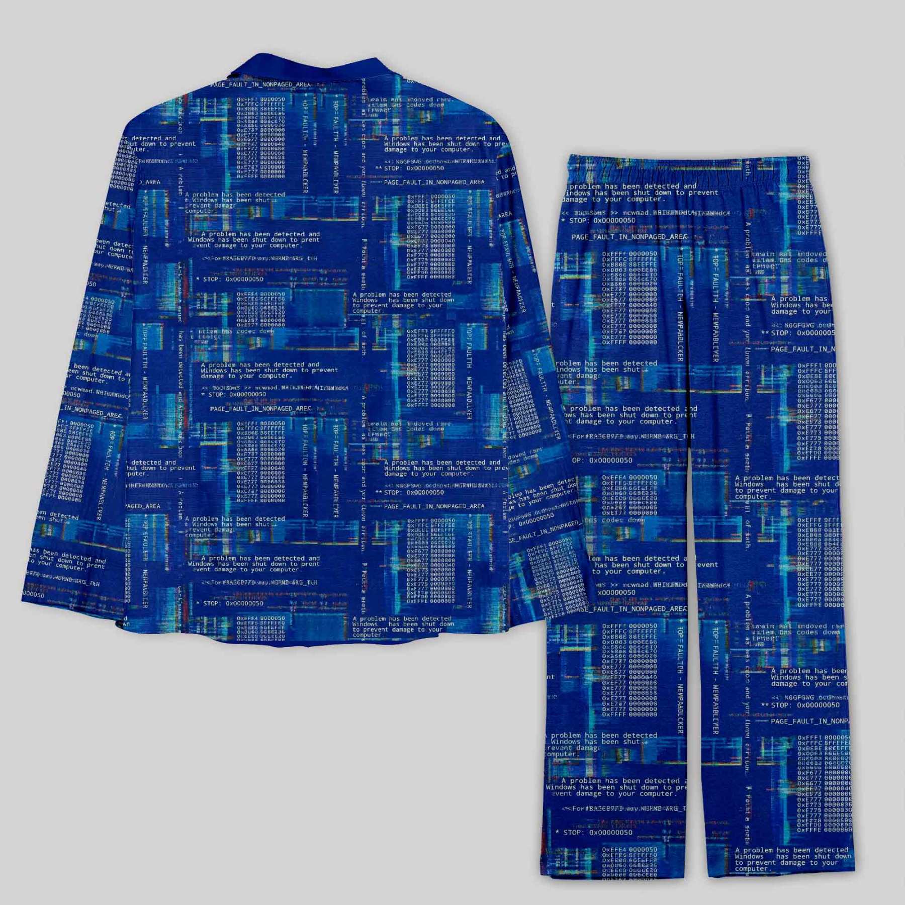 Blue Cyber Code Pattern Geek Pajama Sets