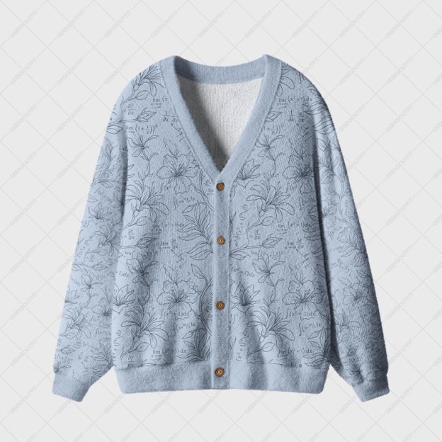 Floral Branch Function Geek Ugly Cardigan Sweaters 