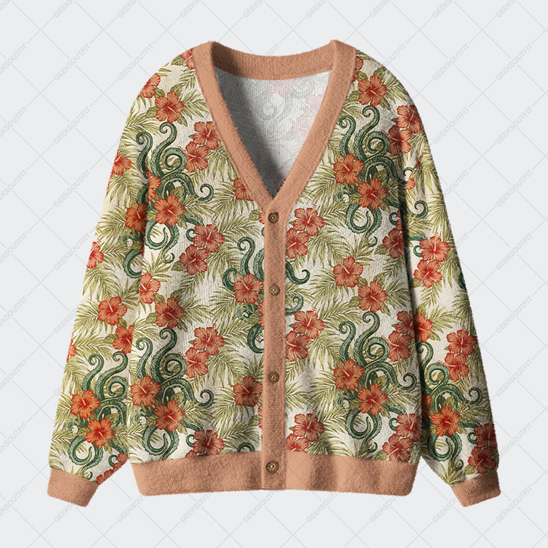 Tropical Snake Geek Ugly Cardigan Sweaters 