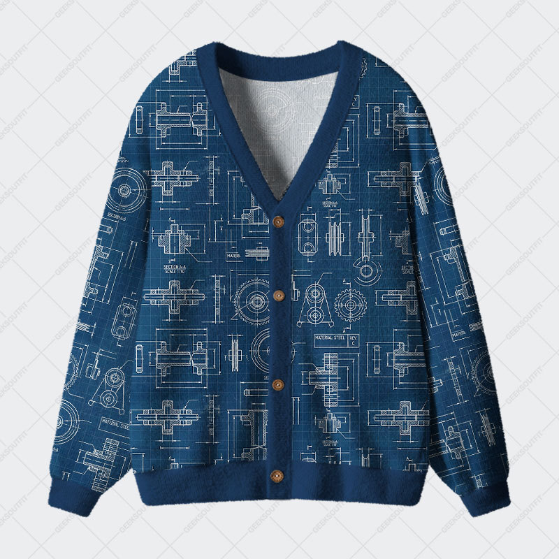 Geeksoutfit Blueprint Theory Geek Ugly Cardigan Sweaters for Sale