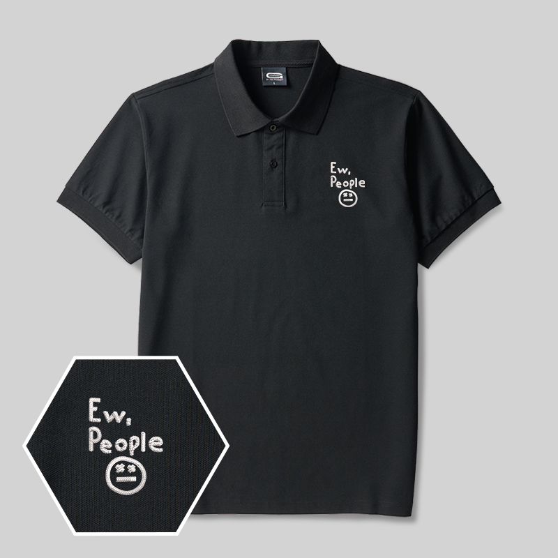 EW People Geek Embroidered Polo Shirts
