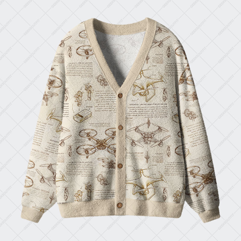Retro Mechanica Geek Ugly Cardigan Sweaters 