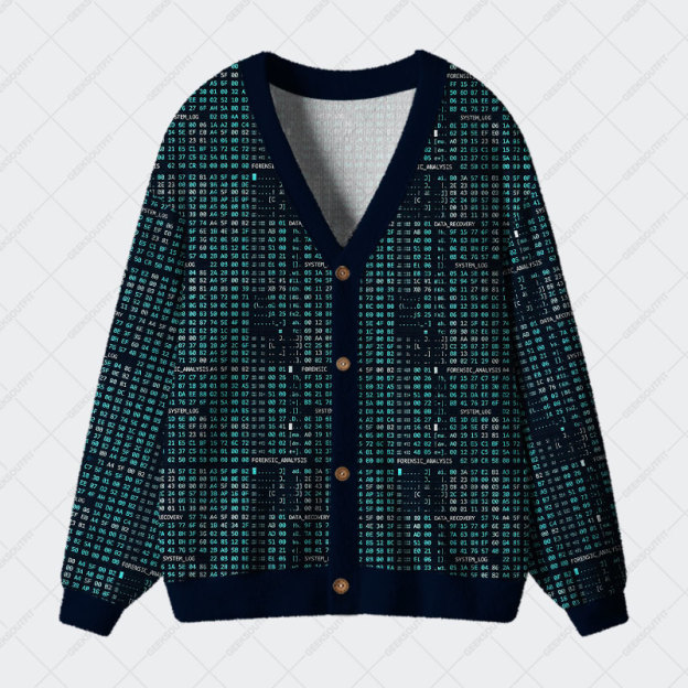 Data Matrix Geek Ugly Cardigan Sweaters 