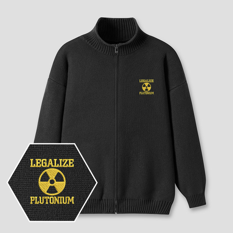 Legalize Plutonium Embroidered Full‑Zip Cardigan