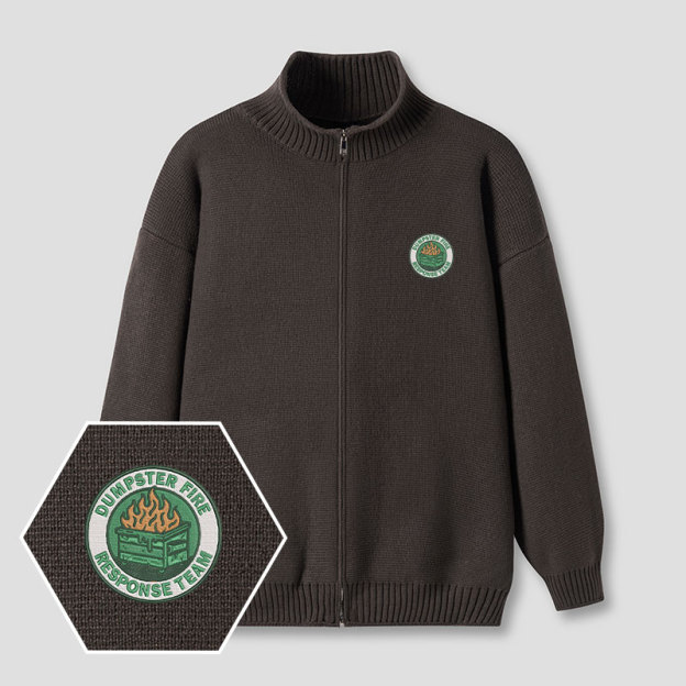 Dumpster Fire Response Team Embroidered Full‑Zip Cardigan