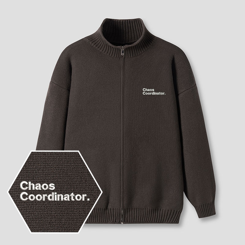Chaos Coordinator Embroidered Full‑Zip Cardigan