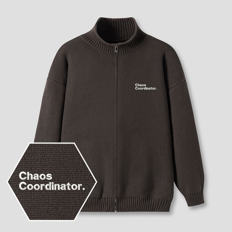 Chaos Coordinator Embroidered Full‑Zip Cardigan