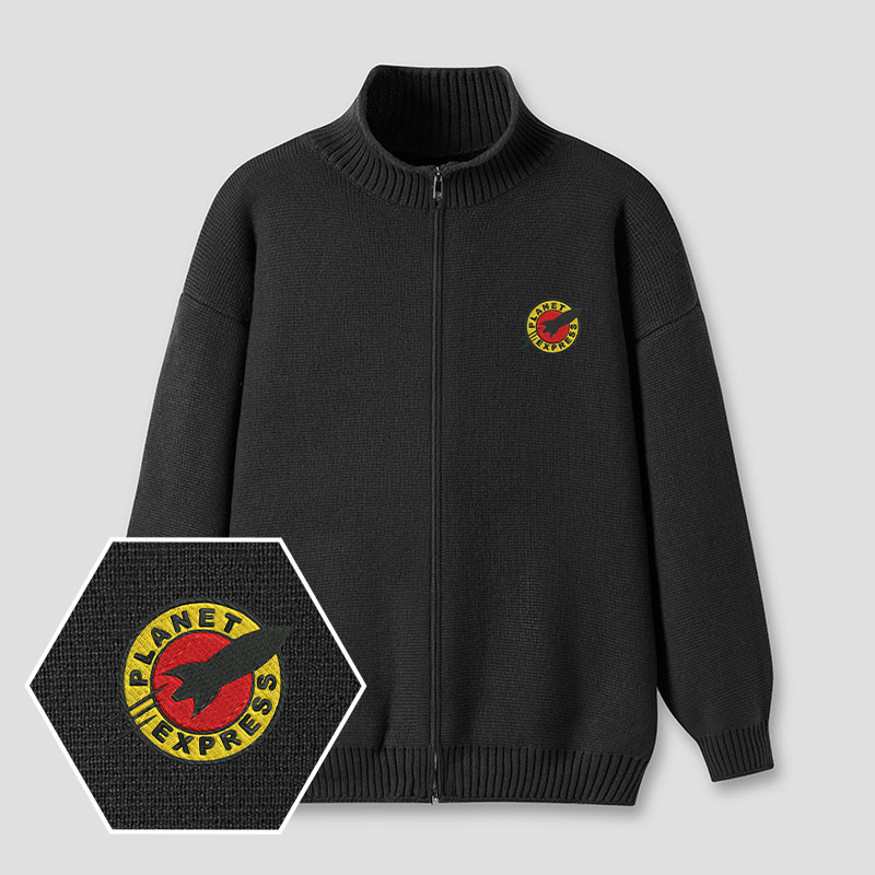 Geeksoutfit Embroidered Full‑Zip Cardigan for Sale