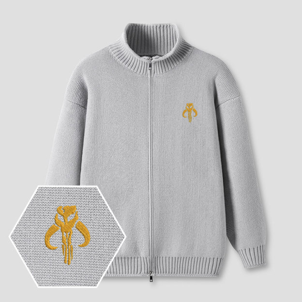 Mythosaur Embroidered Full‑Zip Cardigan
