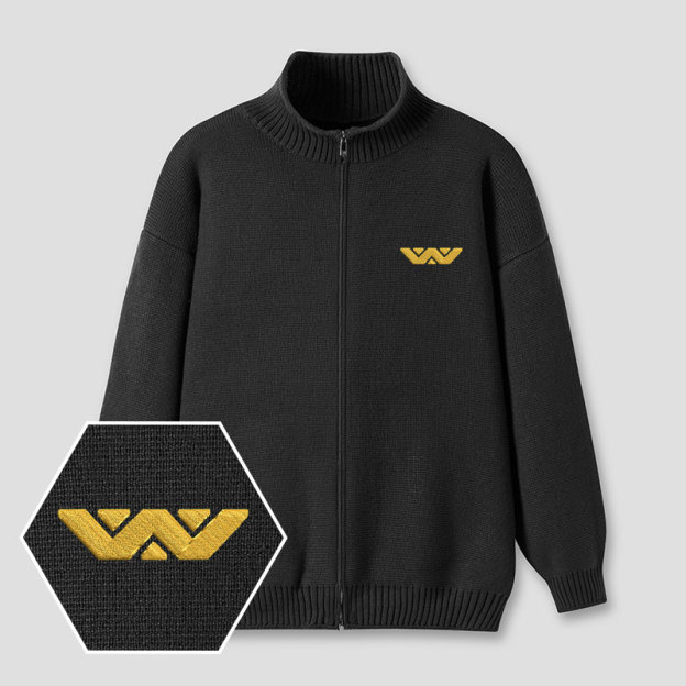 Weyland Corp Embroidered Full‑Zip Cardigan