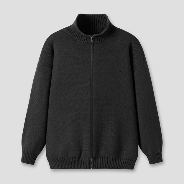 Solid Full-Zip Cardigan