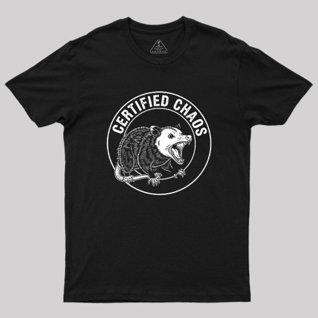 Certified Chaos Possum Emblem Geek T-Shirt
