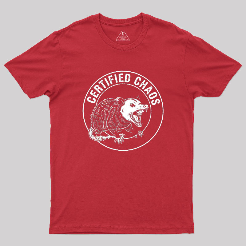 Certified Chaos Possum Emblem Geek T-Shirt