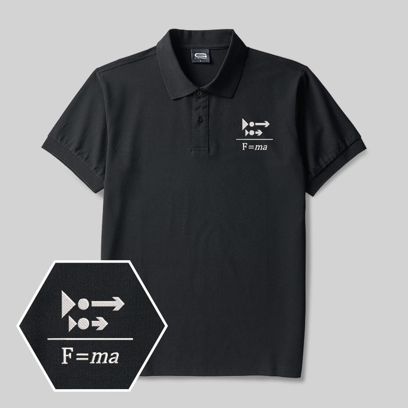 Newton’s Push Geek Embroidered Polo Shirts