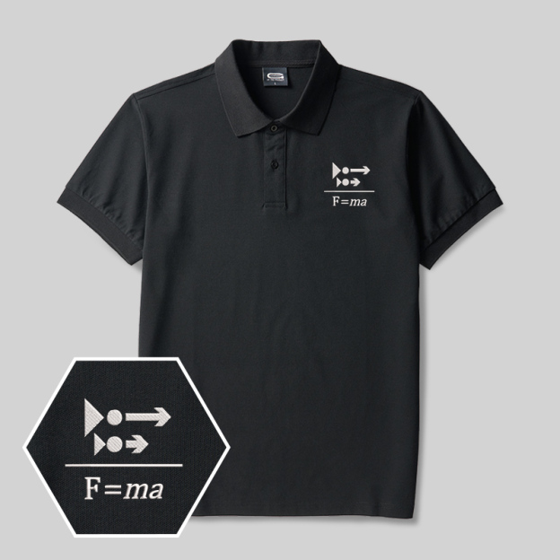 Newton’s Push Geek Embroidered Polo Shirts