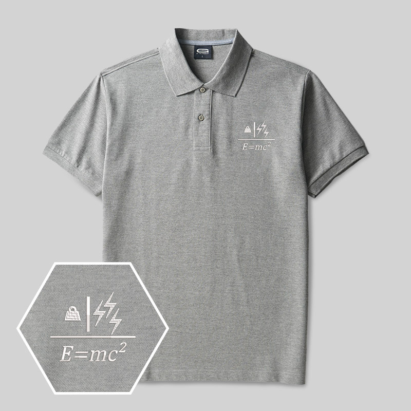 Mass to Energy Geek Embroidered Polo Shirts