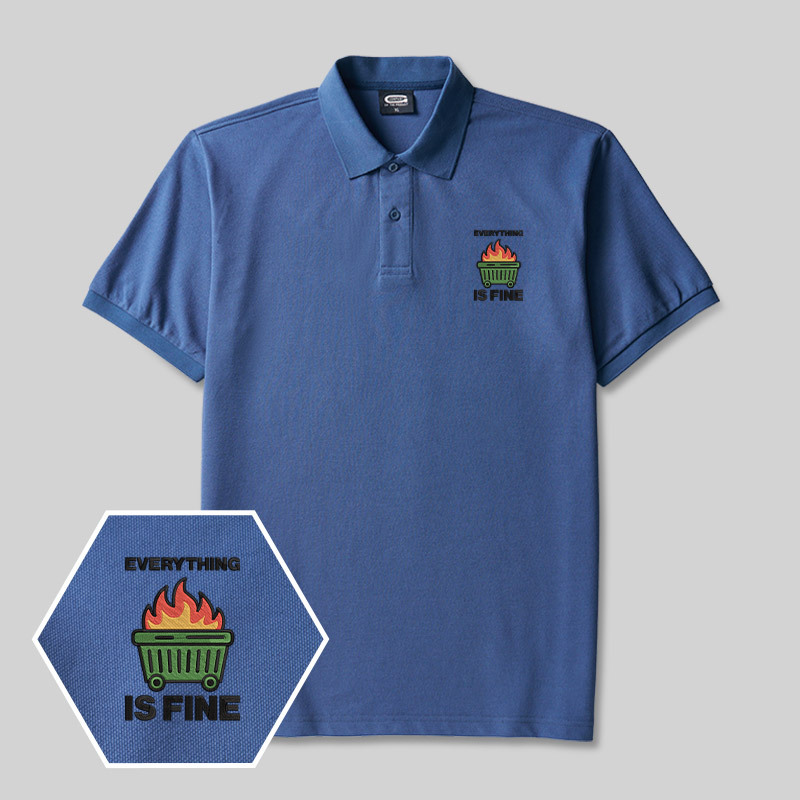 Everything’s on Fire Geek Embroidered Polo Shirts