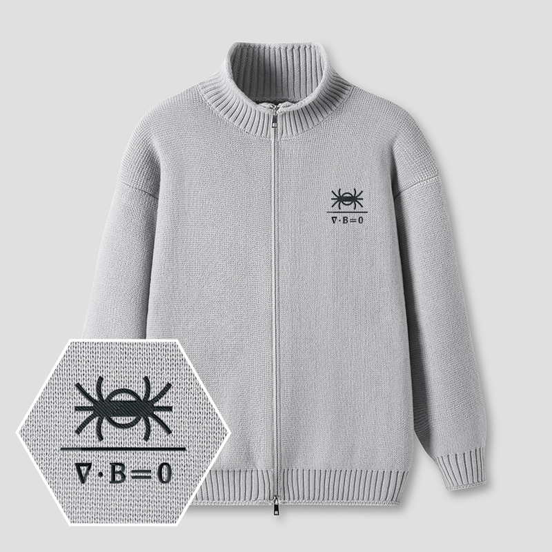Magnetic Spider Embroidered Full‑Zip Cardigan