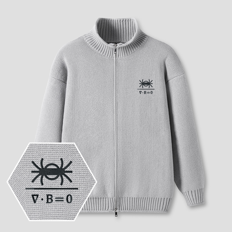 Magnetic Spider Embroidered Full‑Zip Cardigan