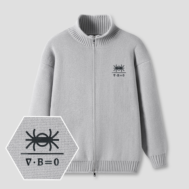 Magnetic Spider Embroidered Full‑Zip Cardigan