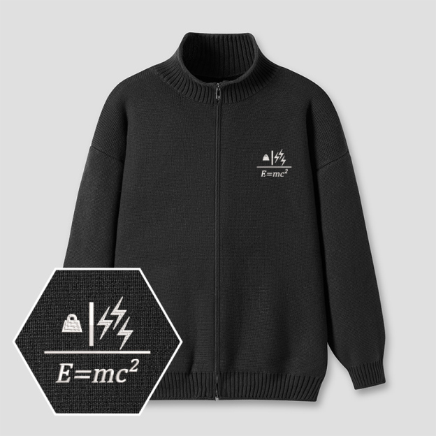 Mass to Energy Embroidered Full‑Zip Cardigan