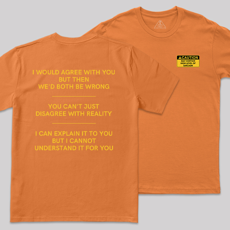 The Sarcasm Warning Front and Back Printed Geek T-Shirt