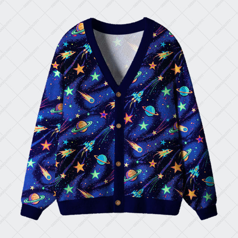 Geeksoutfit Cosmic Voyage Geek Ugly Cardigan Sweaters for Sale