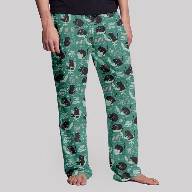 Cat Pattern With Data Print Geek Loungewear Pants