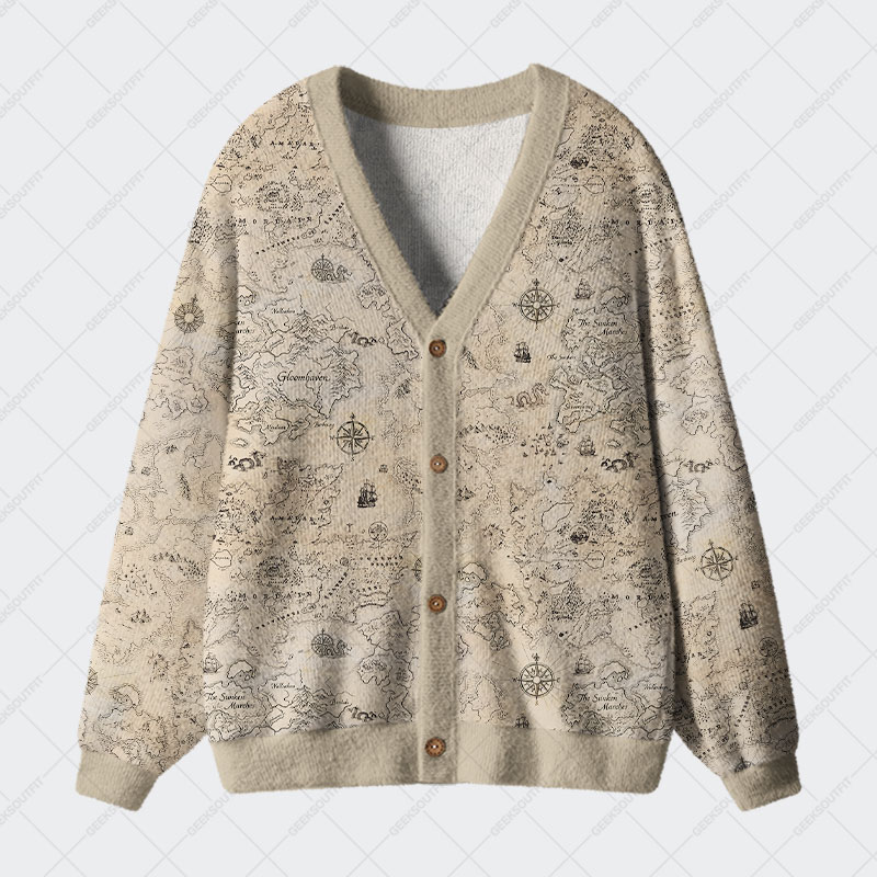 Voyager Scroll Geek Ugly Cardigan Sweaters 