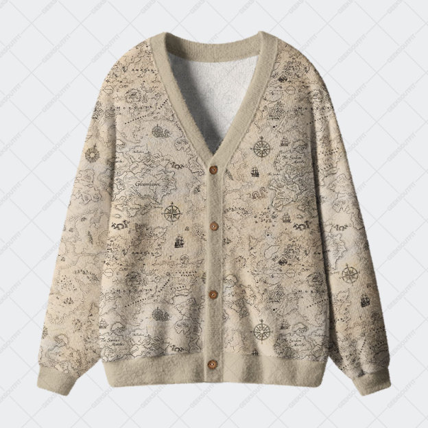 Voyager Scroll Geek Ugly Cardigan Sweaters 