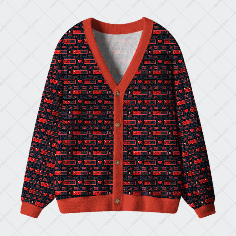 Geeksoutfit Pixel Heartbeat Geek Ugly Cardigan Sweaters for Sale