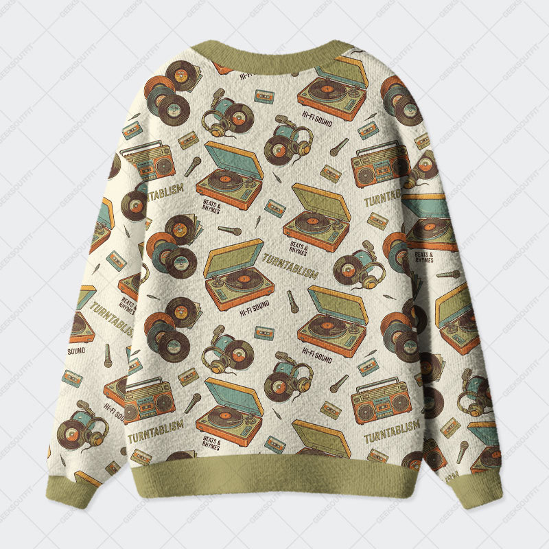 Vinyl Memory Geek Ugly Cardigan Sweaters 