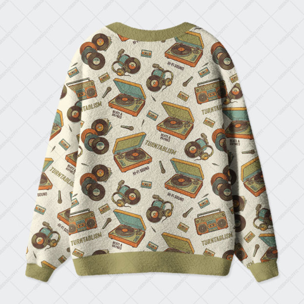 Vinyl Memory Geek Ugly Cardigan Sweaters 