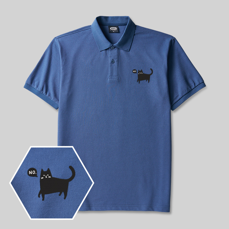No Cat Geek Embroidered Polo Shirts