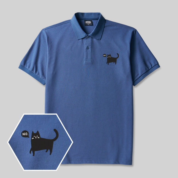 No Cat Geek Embroidered Polo Shirts