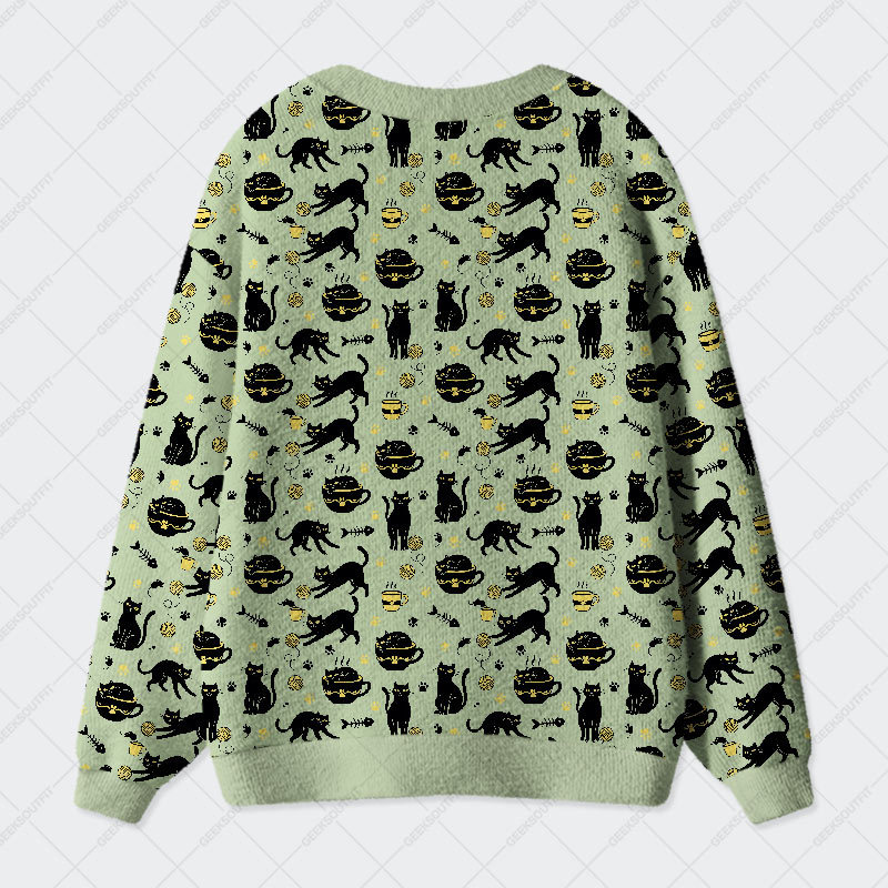  Midnight Cat Whispers Geek Ugly Cardigan Sweaters 