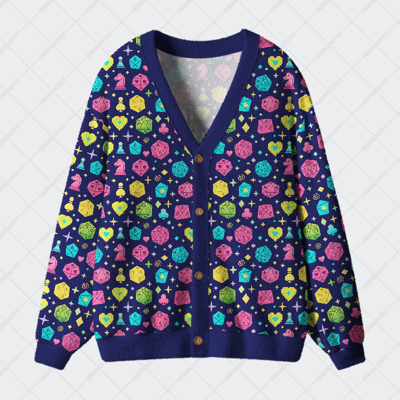 Geeksoutfit Mystic Dice Glow Geek Ugly Cardigan Sweaters for Sale
