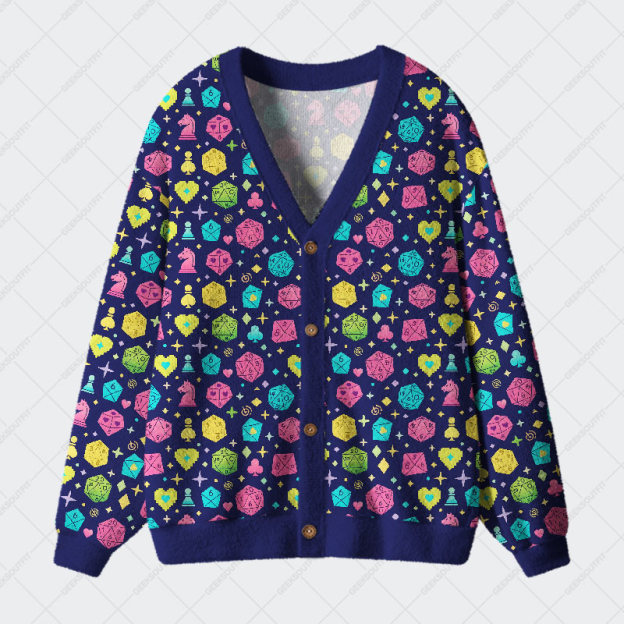 Mystic Dice Glow Geek Ugly Cardigan Sweaters 