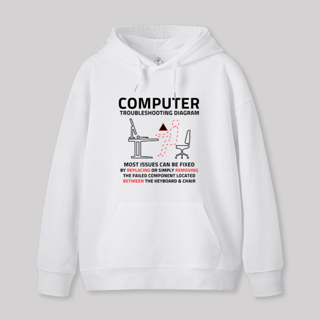 Computer Troubleshooting Diagram Geek Hoodie
