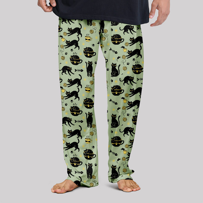 Midnight Cat Whisper Print Geek Loungewear Pants