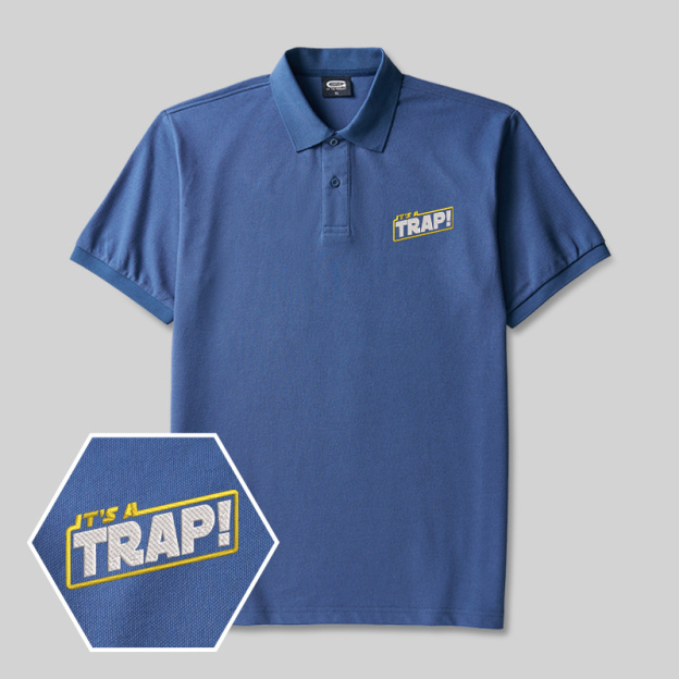 It's a Trap Geek Embroidered Polo Shirts