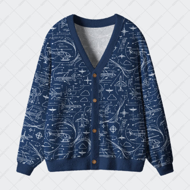 Flight Blueprint Geek Ugly Cardigan Sweaters 