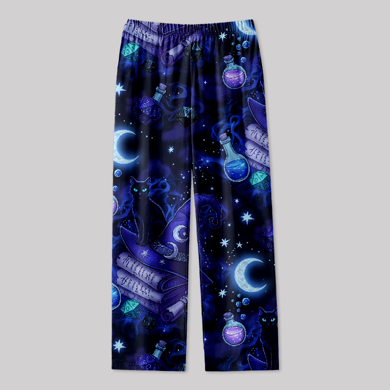 Magic Cats and DND Night Print Geek Loungewear Pants