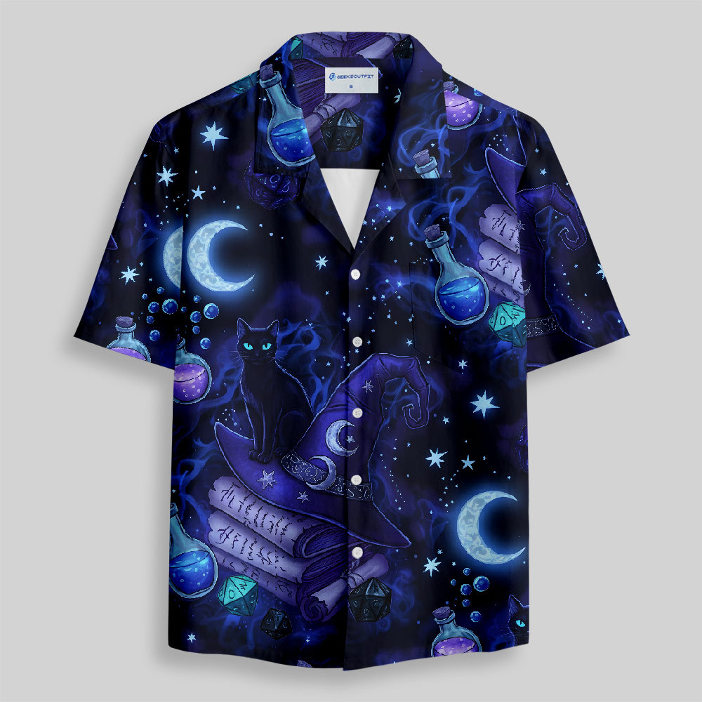 Magic Cats and DND Night Button Up Pocket Shirt