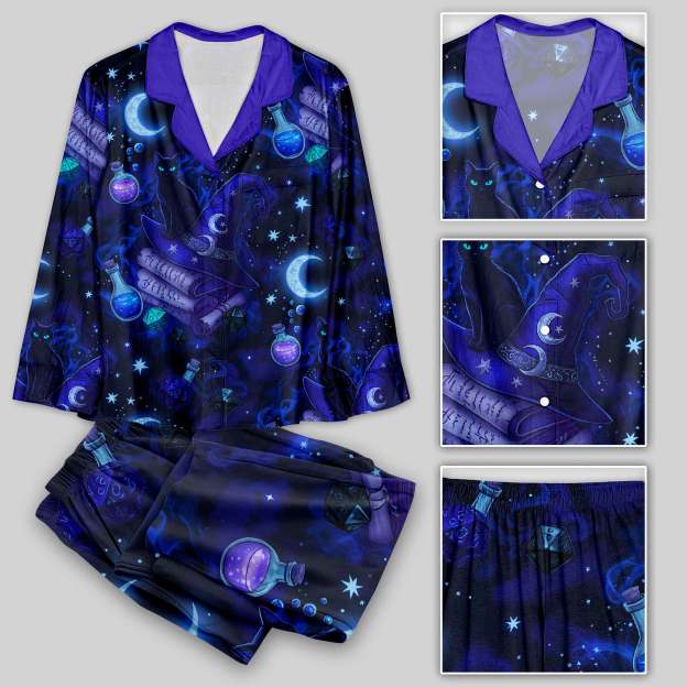 Magic Cats and DND Night Print Geek Pajama Sets