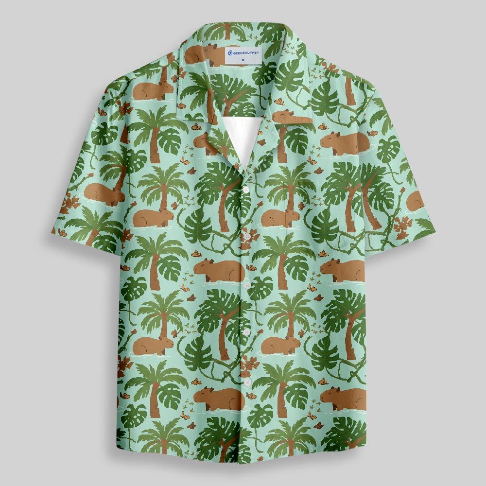 Geeksoutfit Capybara's Adventure Journey Button Up Pocket Shirt for Sale