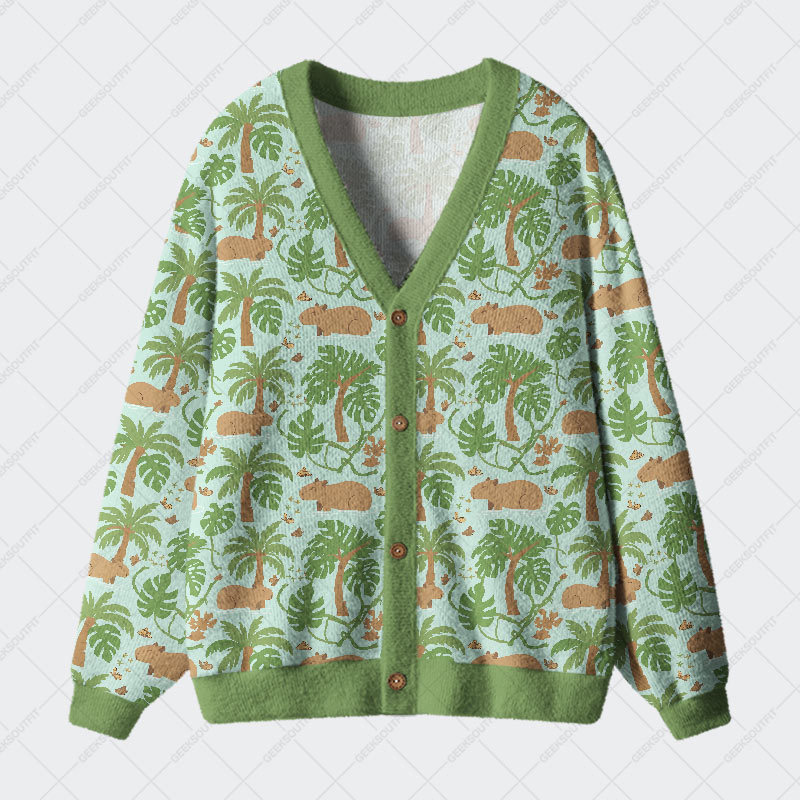 Geeksoutfit Capybara's Adventure Journey Geek Ugly Cardigan Sweaters for Sale