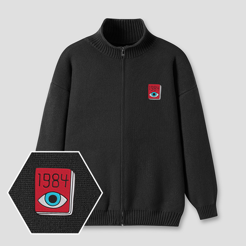 1984 Surveillance Embroidered?Full?Zip?Cardigan